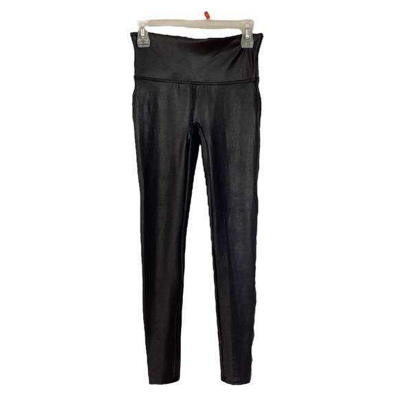 SOLD SPANX Faux Leather Leggings Black High-Waisted Countoured Sz Medium - Picture 5 of 13
